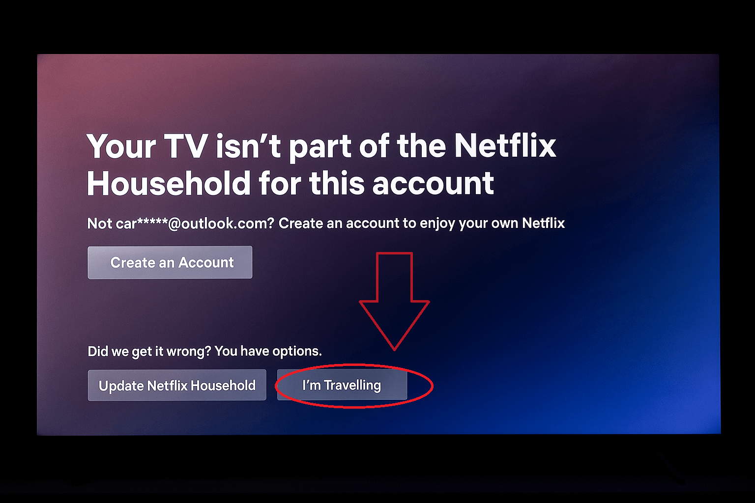 Select I'm Traveling on TV